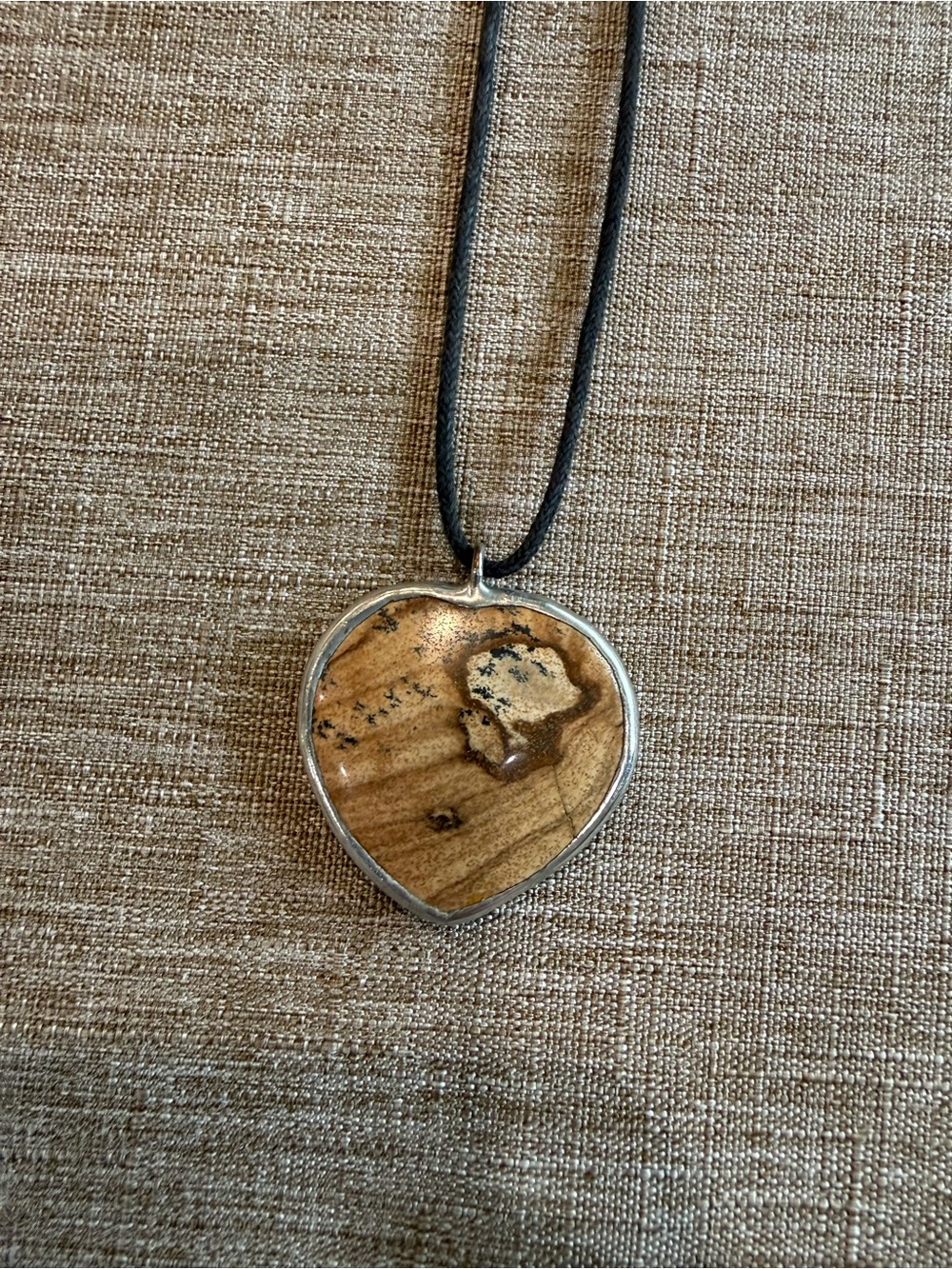 Heart-Shaped Natural Wood Pendant Necklace